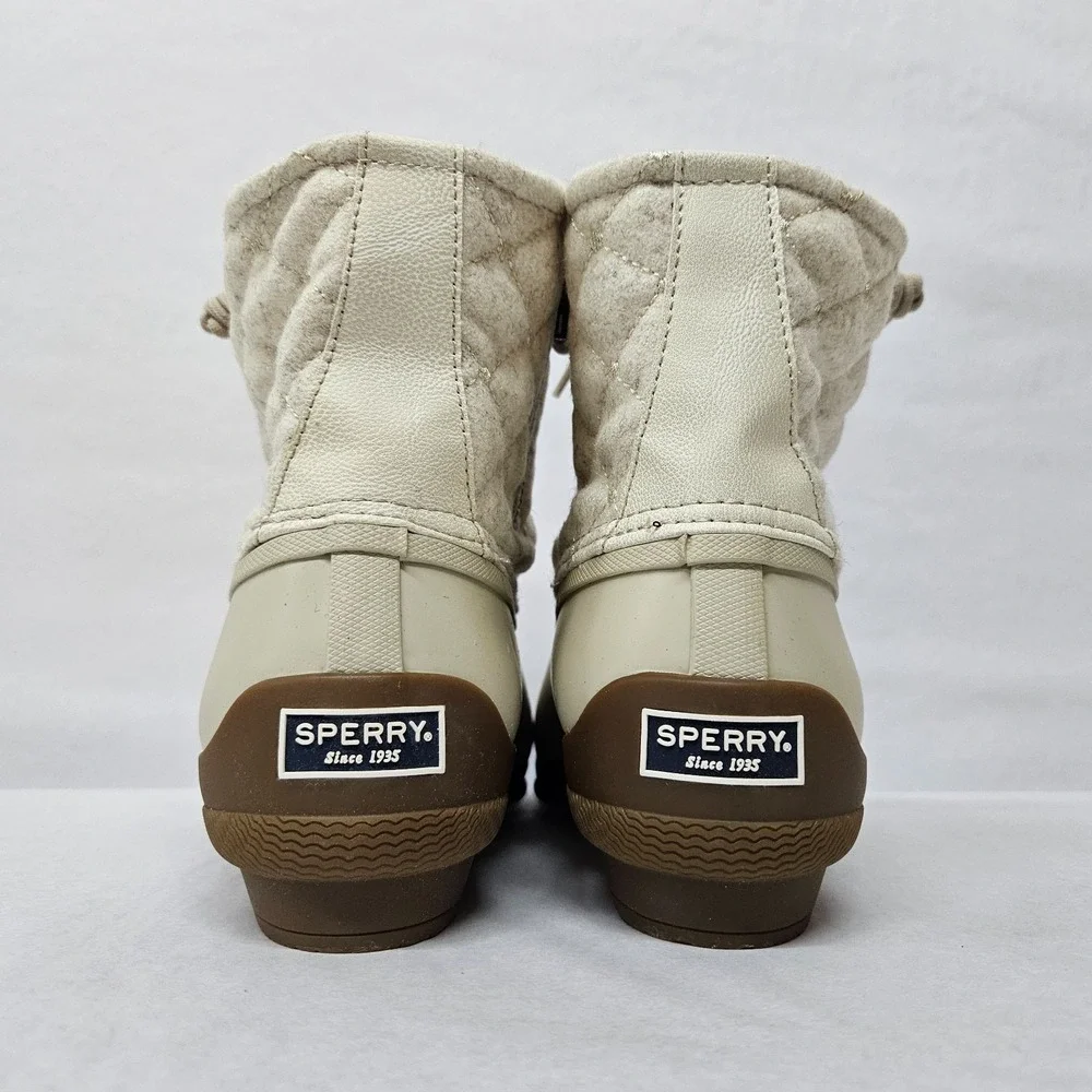 Sperry‎  Women's Syren Gulf Wool Quilt Duck Boots STS85647 Ivory Brown Sz 9